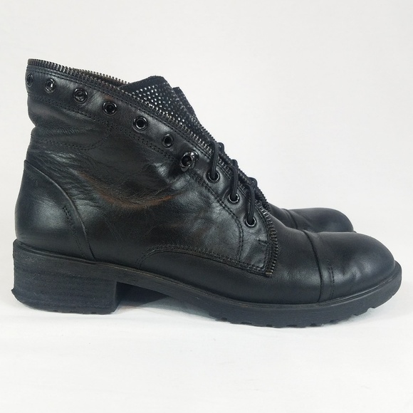 Gianni Bini Shoes - Gianni Bini Black Leather Skull Combat Boots 8.5M